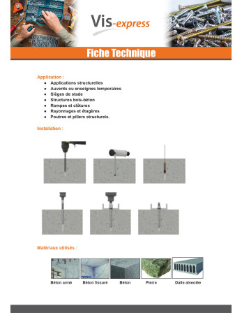 Vis béton Double Filetage TORX T8 10X140 M12 Acier zingué