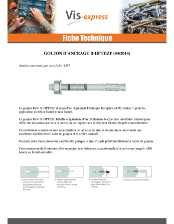 Goujon Ancrage R-HPTIIZF M16X180 Zingué lamellaire RAWLPLUG