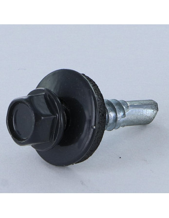 Vis autoperceuse Tête hexagonale TH 5.5X25 Rondelle d'étanchéite EPDM Acier zingué RAL7016 gris anthracite
