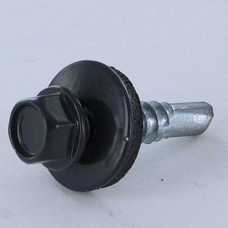 1 x Vis autoperceuse Tête hexagonale TH 5.5X25 Rondelle d'étanchéite EPDM Acier zingué RAL7016 gris anthracite