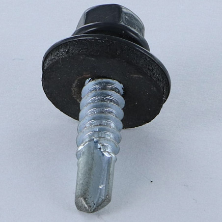 1 x Vis autoperceuse Tête hexagonale TH 5.5X25 Rondelle d'étanchéite EPDM Acier zingué RAL7016 gris anthracite