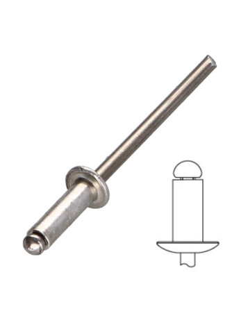 Rivet aveugle tout alu 3.2X8 Tête Ronde Standard