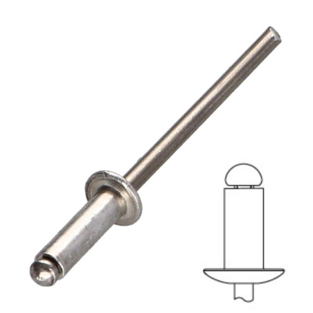 1 x Rivet aveugle tout alu 3.2X8 Tête Ronde Standard