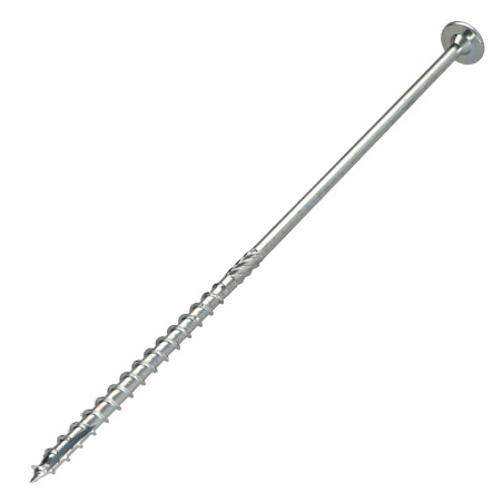1 x Vis bois TEKOR Tête disque TORX T40 Pointe antifendage type 17 10X380 Filetage partiel Acier zingué
