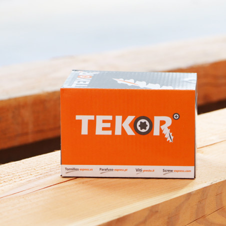 1 x Vis bois TEKOR Tête disque TORX T40 Pointe antifendage type 17 10X380 Filetage partiel Acier zingué