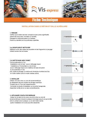 Vis béton Tête hexagonale TH Embase collerette TORX T10 6X100 Acier zingué
