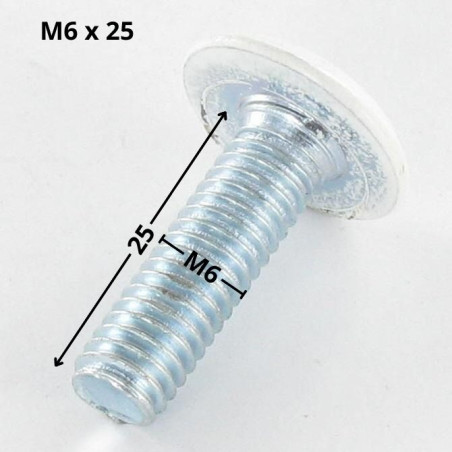 1 x Vis métaux tête plate Clé de 4 HC4 M6X25 Acier zingué Tête RAL9010 blanc pur