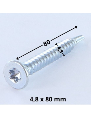 Vis autoperceuse Tête fraisée TORX T25 4.8X80 Acier zingué