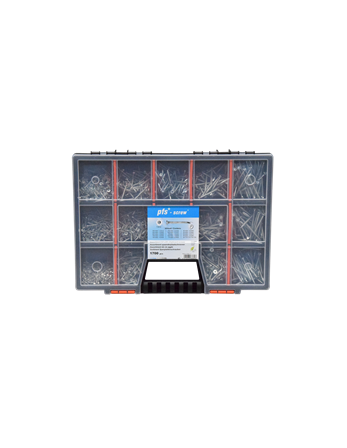 Assortiment de 1700 VBA Vis bois agglo Tête fraisée TORX Pointe antifendage type 17 Acier zingué