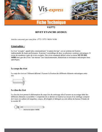 Rivet Etanche Etanche GOSTOP Aluminium Tige acier Tête plate 4.8X16