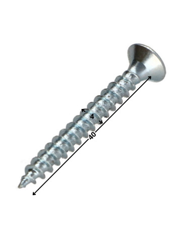 VBA Vis bois agglo Tête fraisée Pozi N°2 4X40 Filetage total Acier zingué