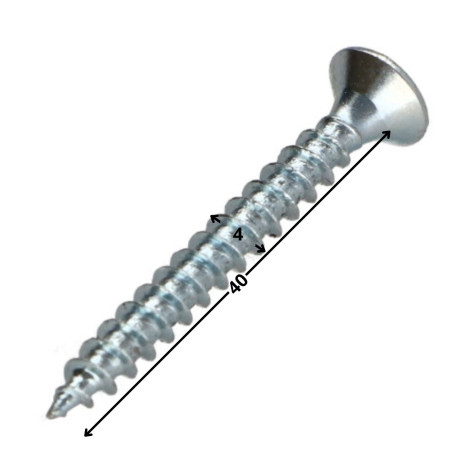 1 x VBA Vis bois agglo Tête fraisée Pozi N°2 4X40 Filetage total Acier zingué