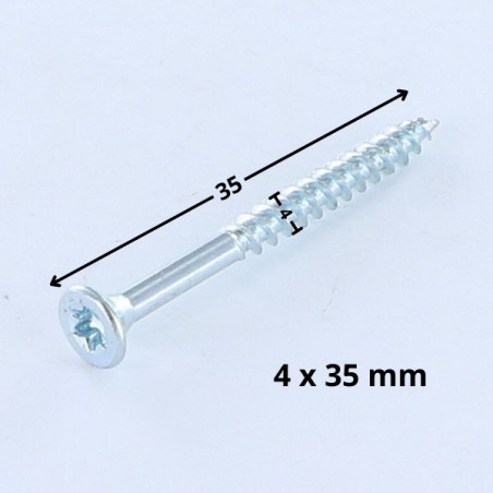 1 x VBA Vis bois agglo Tête fraisée TORX T20 4X35 Acier zingué