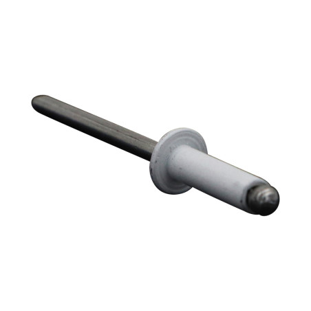 1 x Rivet aveugle tout alu 4.8X16 Tête plate RAL9016 blanc signalisation