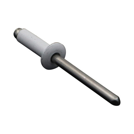 1 x Rivet aveugle tout alu 4.8X16 Tête plate RAL9016 blanc signalisation