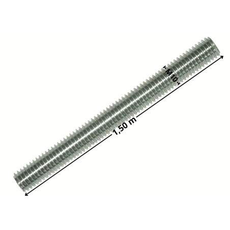 1 x Tige filetée M10 Longueur 1.50M Acier zingué