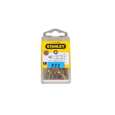 1 x Boite de 6 Embout Pozi N°2 STANLEY Longueur 25