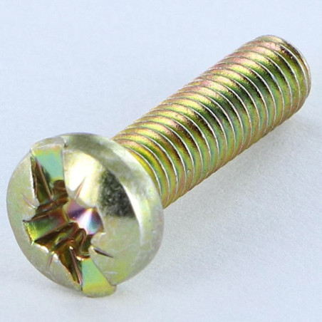 1 x Vis métaux Tête cylindrique bombée TCB POZI et fendu M4X16 Diamètre de tête: 7 Bichromaté