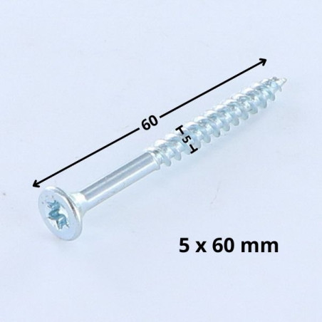 1 x VBA Vis bois agglo Tête fraisée TORX T25 5X60 Acier zingué