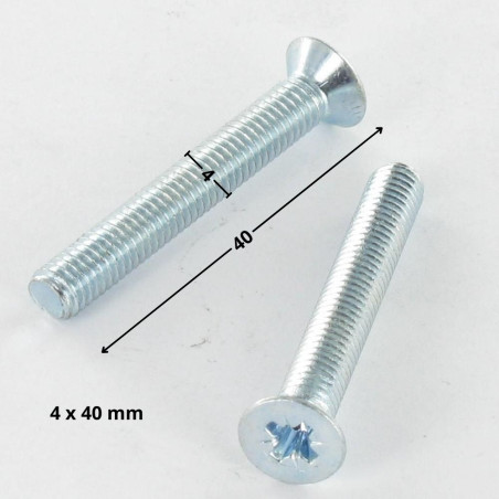 1 x Vis métaux Tête fraisée Pozi N°2 M4X40 Acier zingué
