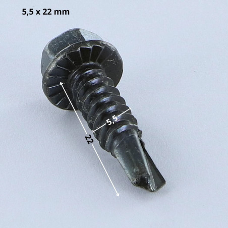 1 x Vis autoperceuse Tête hexagonale TH 5.5X22 Filet tôle Acier zingué noir
