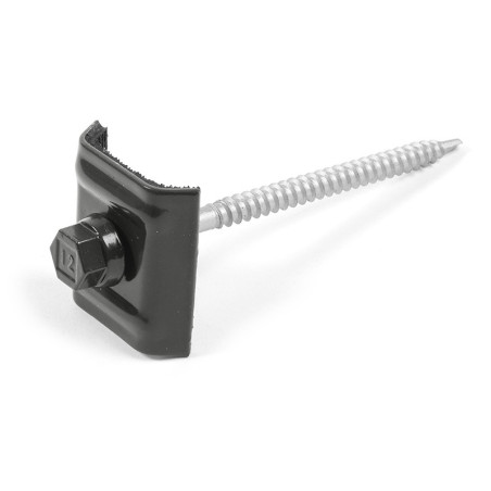1 x Vis autoperceuse avec cavalier monté pour toiture Type E1 RAL7022 gris tarre d'ombre 6.3X100