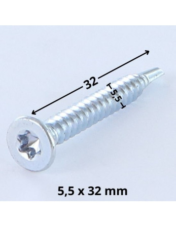 Vis autoperceuse Tête fraisée TORX T25 5.5X32 Cranté Acier zingué