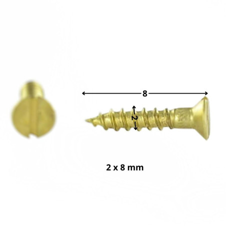 1 x Vis bois Laiton Tête fraisée Fendue 2X8 microvis