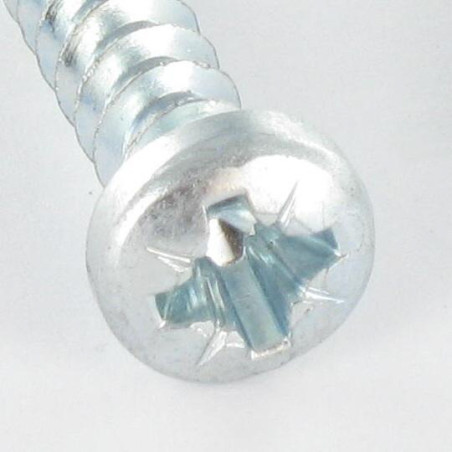 1 x Vis pvc Tête cylindrique TC Pozi 6X30 Filet 40 Degrès Acier zingué