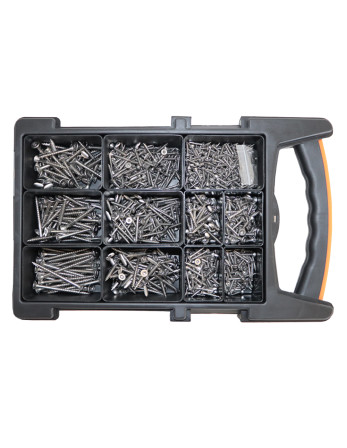 Assortiment de 1200 Vis bois TEKOR Tête fraisée Cranté TORX Inox A2