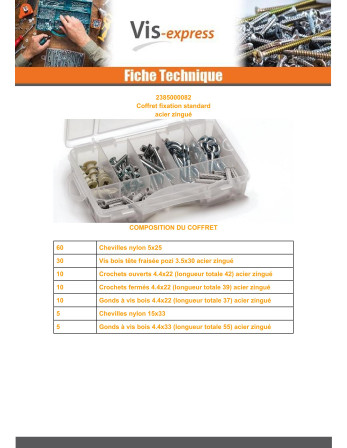 Assortiment de fixations STANDARD 130 ELEMENTS
