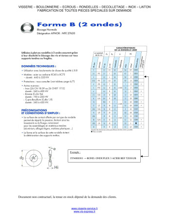 Rondelle ONDUFLEX M2.5 Acier zingué Type à 1 Onde