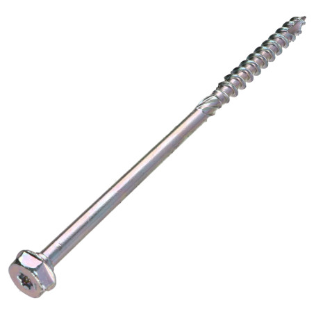 1 x Vis charpente TEKOR Tête hexagonale TH Pointe antifendage type 17 12X180 Filetée sur 80 TORX T50 zingué cr3 96 hbs