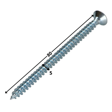 1 x VBA Vis bois agglo Tête fraisée Pozi 5X80 Acier zingué