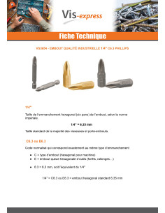 Embout Qualité industrielle 1/4" E6.3 Phillips n° 3... 2