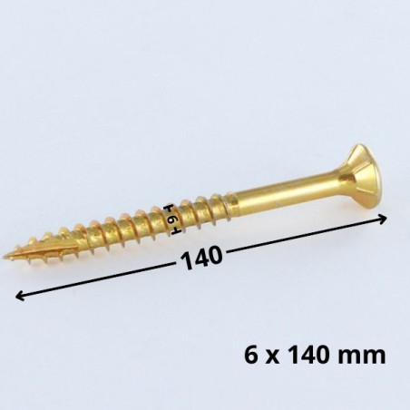 1 x Vis bois TEKOR Tête fraisée Cranté 6X140 Filetée sur 70 TORX T30 ZBCR3+ Pointe antifendage type 17