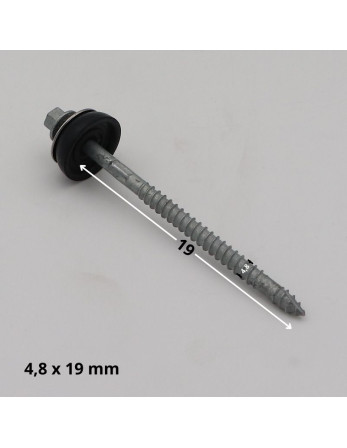 Vis autoperceuse Tête hexagonale TH 4.8X19 Rondelle d'étanchéite EPDM Acier zingué