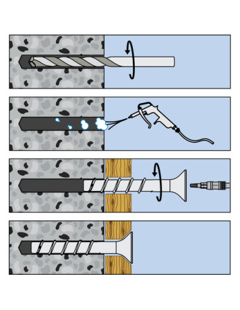 Vis béton Tête fraisée TORX 6X140 Acier zingué