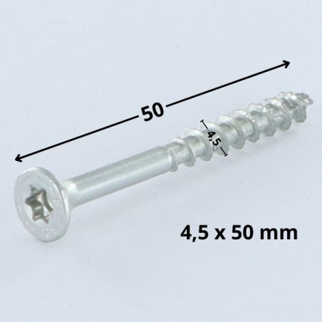 1 x Vis Spax Tête fraisée TORX T20 4.5X50 Filetée sur 29 Filetage partiel WIROX