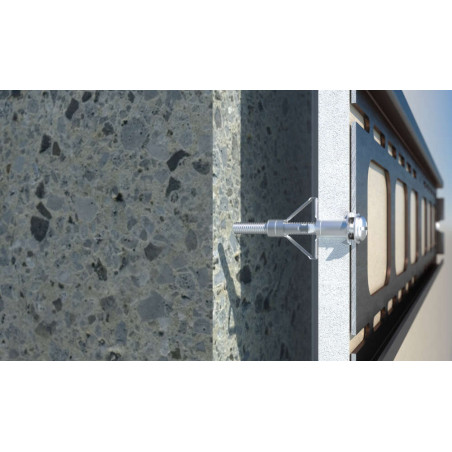 1 x Cheville métalique pour plaque de plâtre Avec Vis métaux Tête hexagonale TH M8X73 Acier zingué