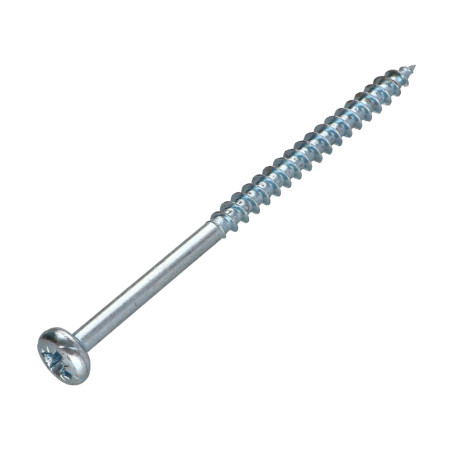 1 x VBA Vis bois agglo Tête ronde TR Pozi N°3 6X100 Filetée sur 60 Acier zingué
