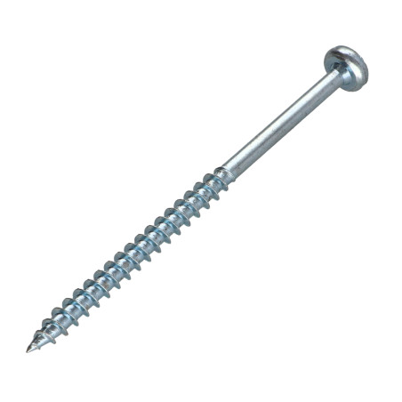 1 x VBA Vis bois agglo Tête ronde TR Pozi N°3 6X100 Filetée sur 60 Acier zingué
