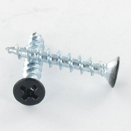 1 x VBA Vis bois agglo Tête fraisée bombée TFB Phillips 4.3X25 Acier zingué RAL9005 noir foncé