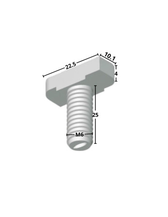 Vis métaux Tête marteau M6X25 pour profilés 28/15 Classe 8.8 avec écrou Acier brut