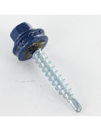 Vis autoperceuse Tête hexagonale TH 4.8X35 Rondelle d'étanchéite EPDM Acier zingué RAL5013 bleu cobalt