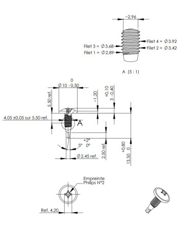 Vis autoperceuse Poelier Phillips 4X13 Acier zingué Filet Métaux