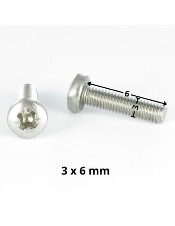 Vis métaux tête cylindrique bombée large Pozi N°1 M3X6 Acier zingué microvis