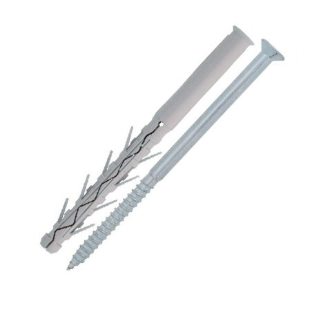 1 x Cheville à frapper Longue Nylon 10X135 + Vis Tête fraisée Acier zingué