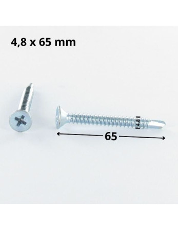 Vis autoperceuse Tête fraisée Phillips 4.8X65 Filet tôle Acier zingué