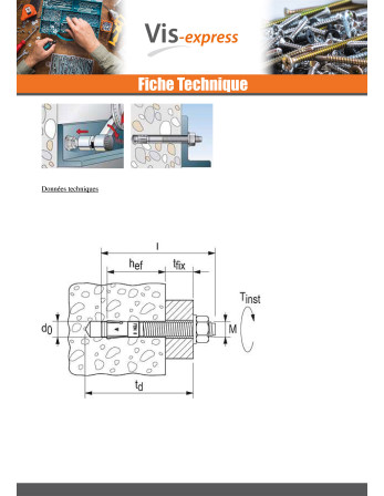 Fischer Ancrage FISCHER FBN II 8X111 Filetée sur 79 Acier zingué
